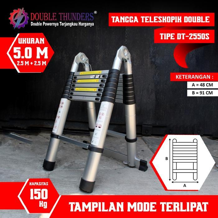 Dt Tangga Double Teleskopik 2,5M + 2,5M 5 Meter Pasti Promo