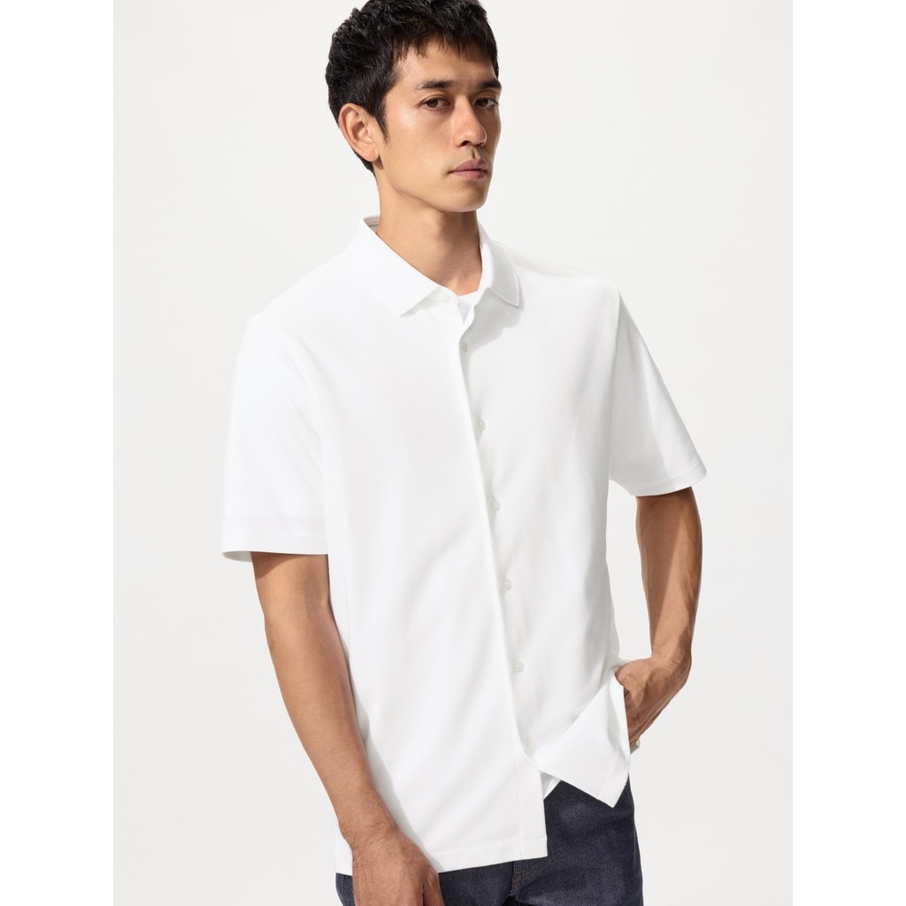 Uniqlo AIRism Katun Pique Kaos Polo Kancing Full