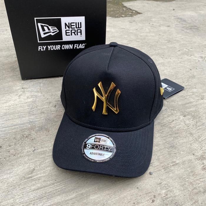 Topi Baseball Mlb Ny Full Metal Logo Original Black Gold Caps