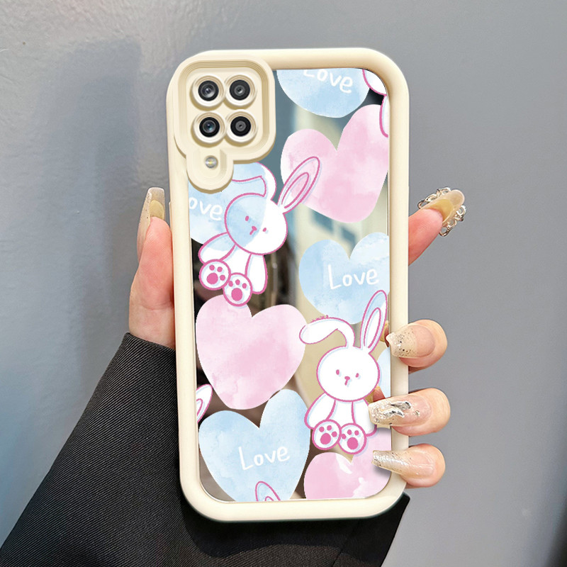 Casing Hp Untuk Samsung Galaxy A12 4G A12 5G F12 M12 A22 M22 Case Rabbit Heart Sticker Cesing Sembun