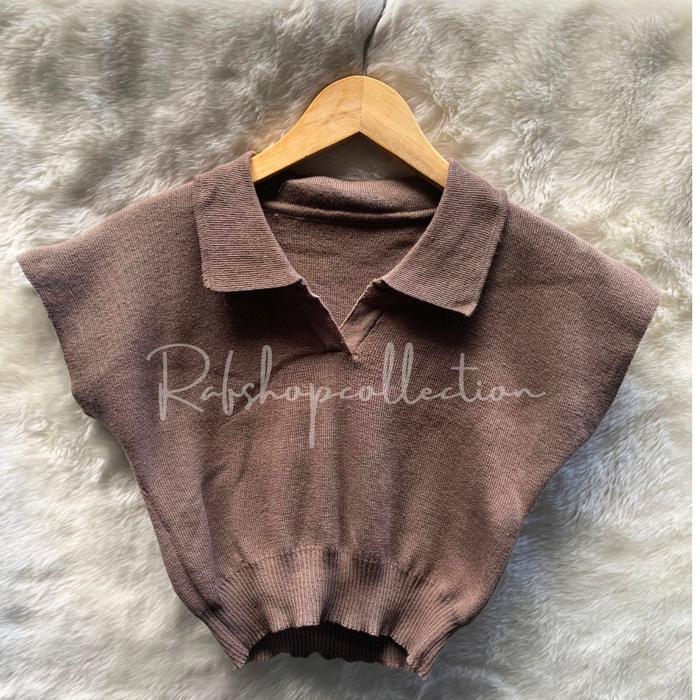 KASANKA Crop Top Kerah_CropTop_RajutPremium baju knitwear atasan Wanita