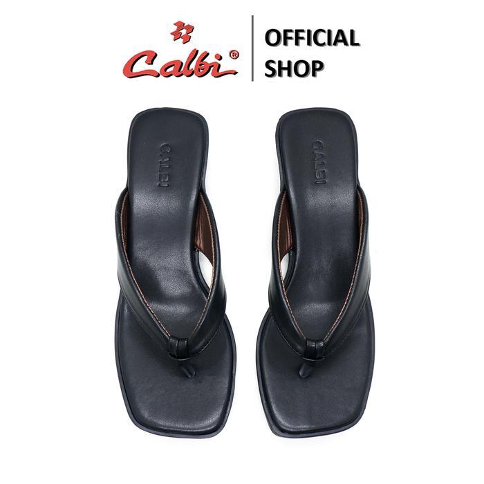 Calbi Hf 461 Sandal Block Sandal Heels 4Cm Kulit Jepit Perempuan Ootd Polos Casey