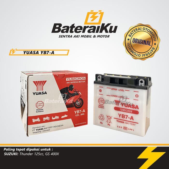 Aki Yuasa Premium Original Yb7A-Ba Aki Basah Aki Motor Thunder 125 Cc, Dll Motorcycle