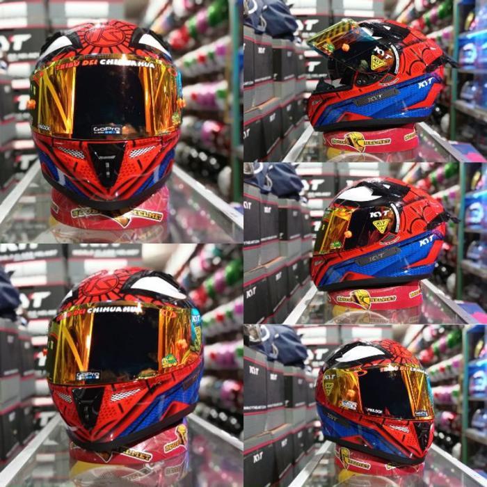 Helm Kyt K2 Rider Motif Spiderman Gunmetal Matt+Visor Flat Dark Smoke