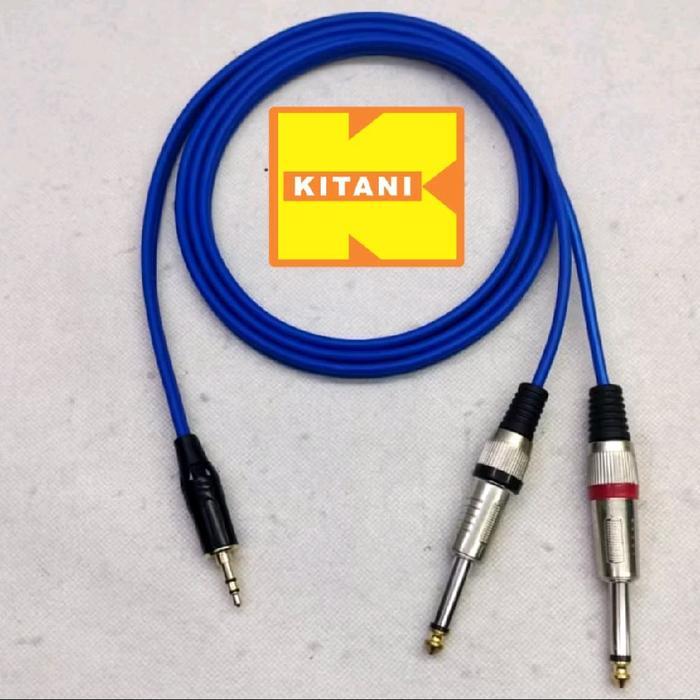 SALE Kabel mixer ke handphone jack mini stereo 3,5mm to 2 akai mono 6,5mm kabel kitani tembga