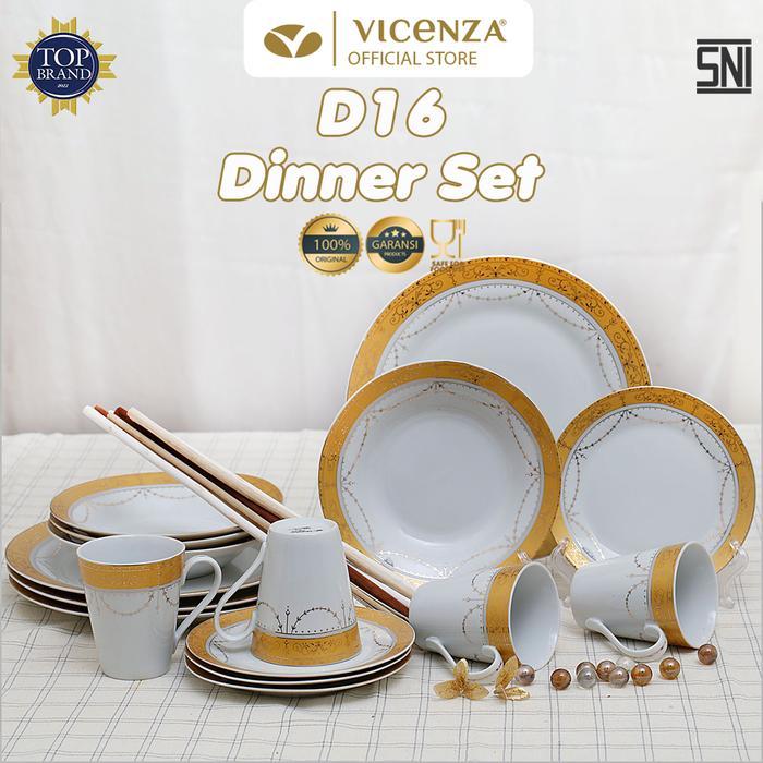 Vicenza Dinner Set Perangkat Makan Piring Gelas D16 Motif Padi
