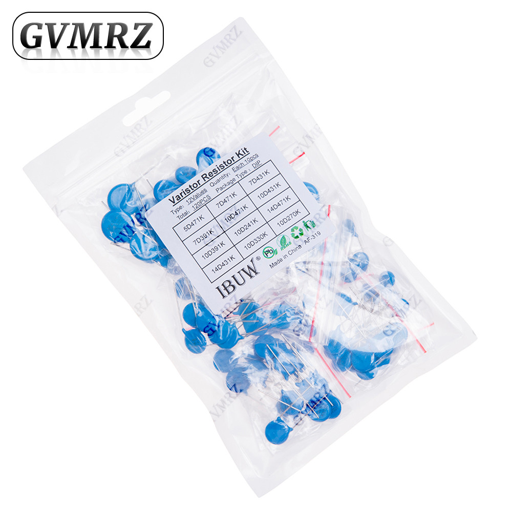 120PCS 12Values Varistor Resistor Kit 5D471K 7D471K etc. DIP Package for Surge Protection kit