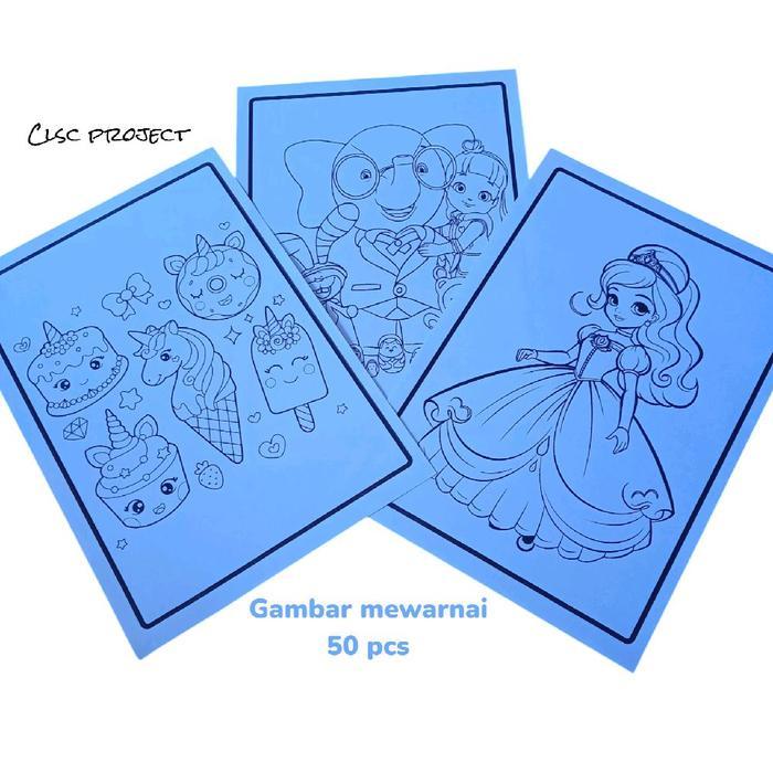 Gambar mewarnai anak 50 lembar Kertas Mewarnai Gambar Kartun Karakter Sketsa Untuk Usia 2 3 4 5 6