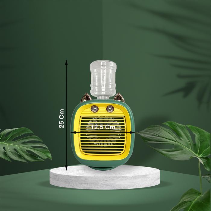 SALE Kipas Angin Mini Double Spray Fan Viral Galon Rotating Nano Mist 3-Speed Wind Karakter Fox Lucu