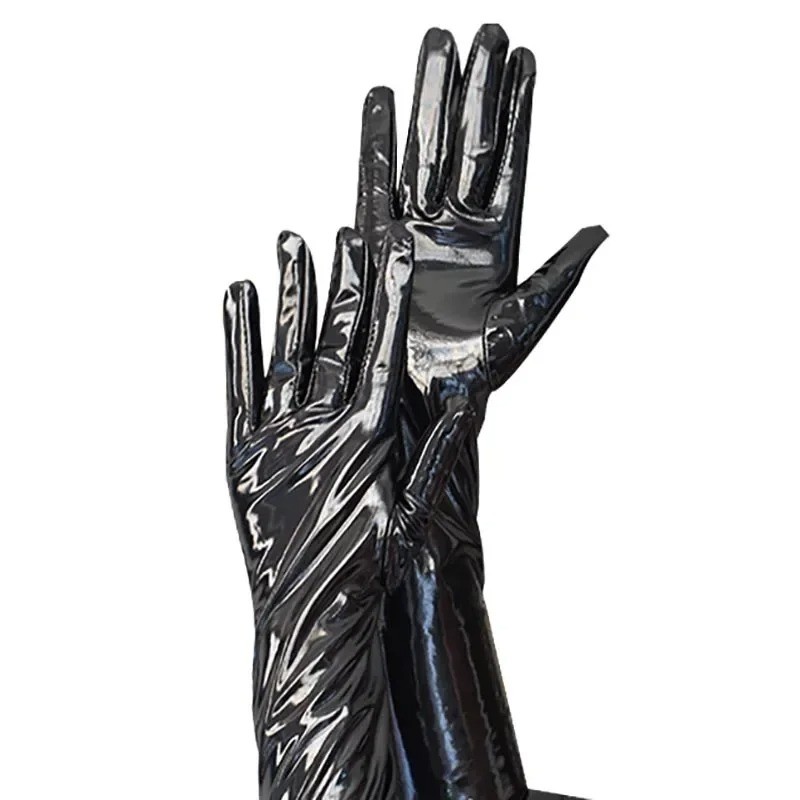 Sexy Women Shiny Long Gloves Imitation Leather Latex Cosplay Clothing Pole Dancing Night Club Gloves