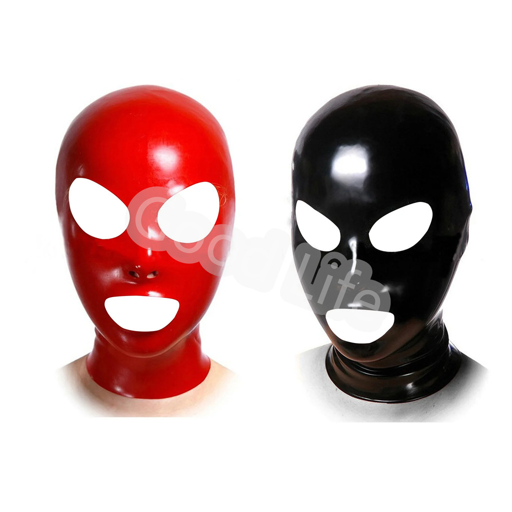 Handmade Various Color Latex Hoods Mask Open Eyes Mouth And Nose Holes Cosplay Latex Rubber Catsuit