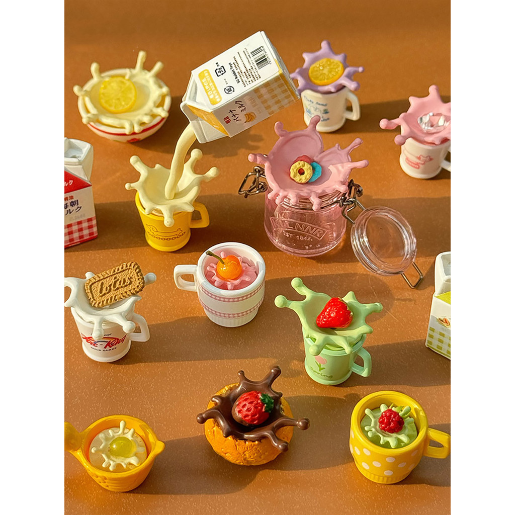 Miniature Dollhouse Simulation Milk Box Set Drink Lamb Jar Model For Blyth OB11 Doll Accessories