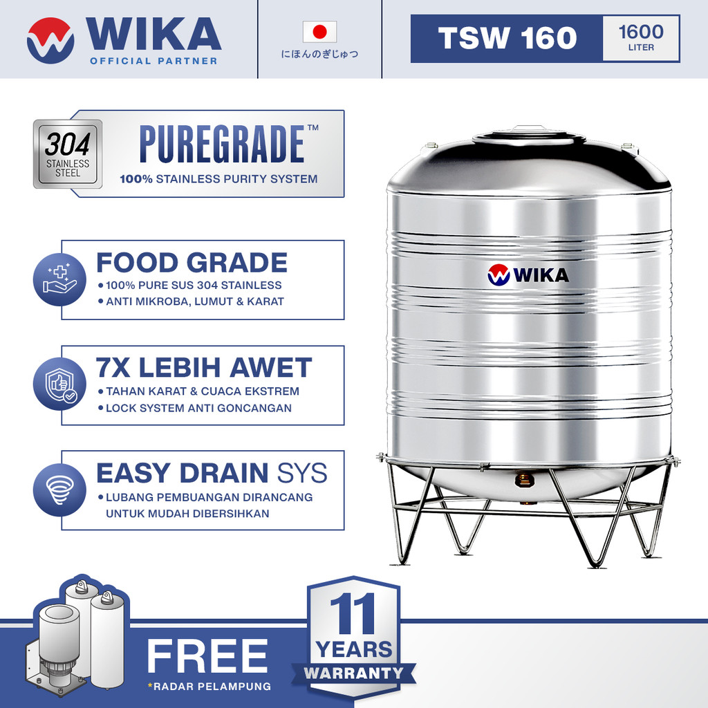 Tangki Air Stainless Wika 1600 Liter / Water Tank / Toren Air / Tandon Air