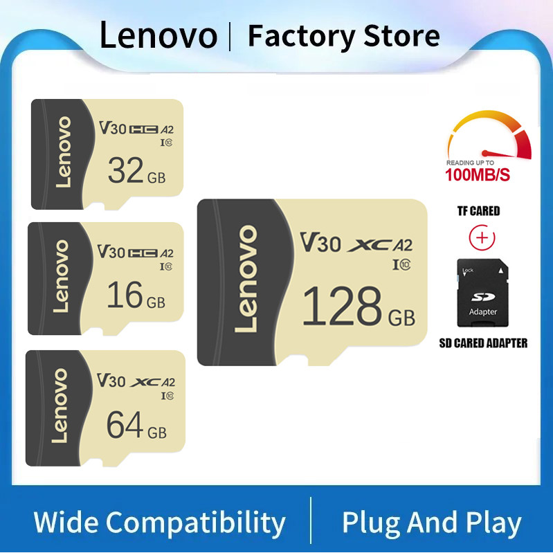 Lenovo Flash Memory Card 128GB High Speed Class10 16GB Micro TF/SD Card SSD A2 SD Memory Card 2TB Ca