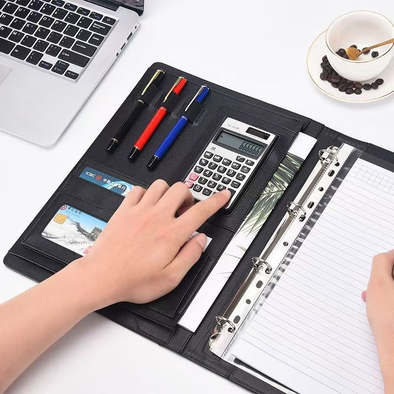 Multifunctional Pu Leather Notebook Folder A4 Paper Envelope Expanding File Folder Document Material