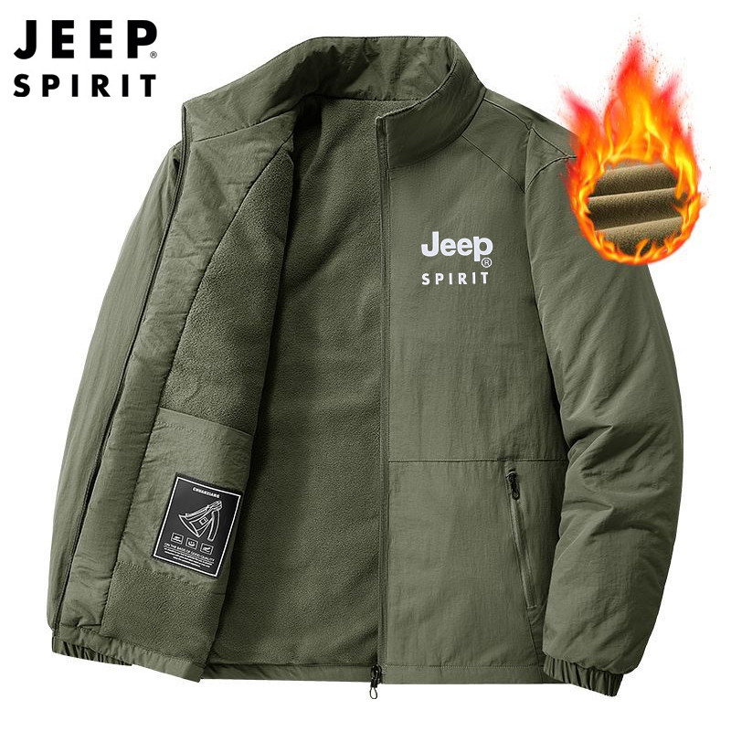 Jeep Spirit Men'S Jacket For Spring And Autumn Leisure Stand Collar Fashion Warm Windproof Solid