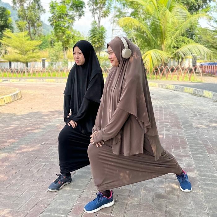 HijabByDara - Gamis Olahraga Muslimah Syari Bahan Jersey Ity Baju Gamis Olahraga Set Hijab