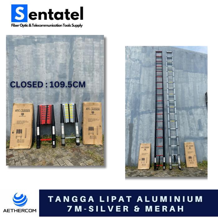 Tangga Lipat Single Teleskopik Aluminium 7 Meter Atc Tangga Lipat / Tangga Tangan/ Tangga Telescopic