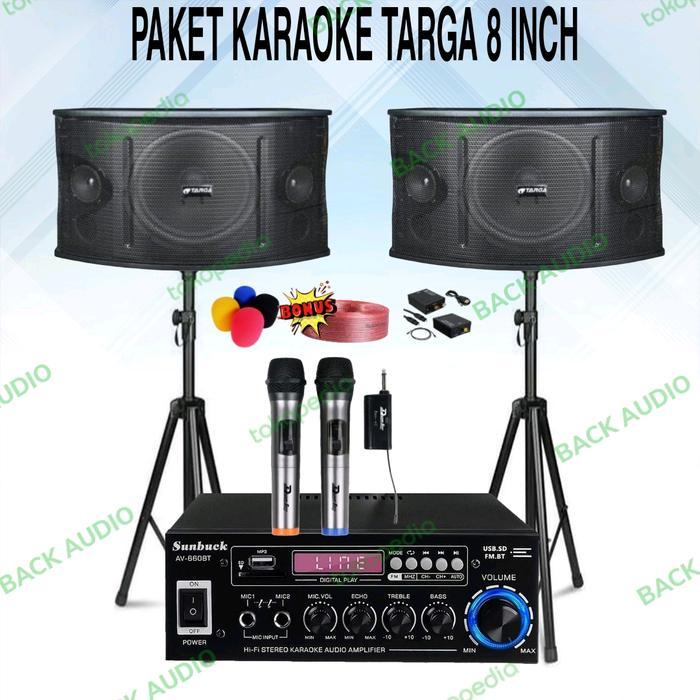 PAKET KARAOKE RUMAH 2 SPEAKER 8 INCH TARGA PAKET FULL SET KARAOKE