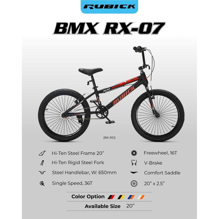 SEPEDA ANAK COWOK USIA 8 TAHUN+ BMX 20INCH RUBICK RX-07 BAN 2.50