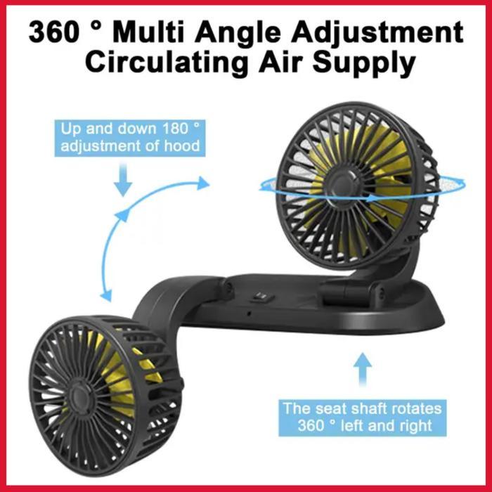 [HJS] KIPAS ANGIN MOBIL 12-24V 2 KEPALA DINGIN AC TRUK 360