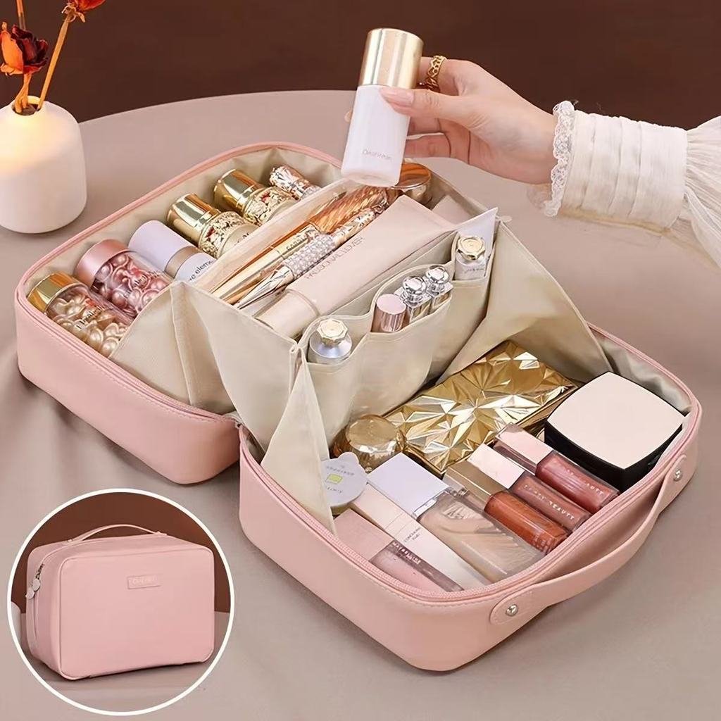 PU Flame Makeup Bag, Beauty Makeup Storage Bag, Double Zipper Makeup Brush Bag, Business Travel