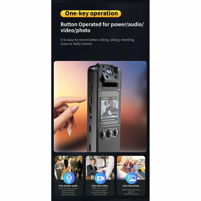 Body Cam Mini Bodycam Kamera Kecil Vlog Multifungsi Spy Camera Rotating Lens Night Vision Gambar