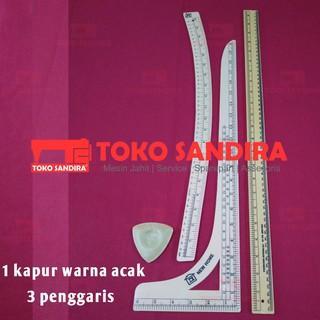 paket penggaris pola jahit/penggaris siku/penggaris lengkung/penggaris lurus + kapur jahit