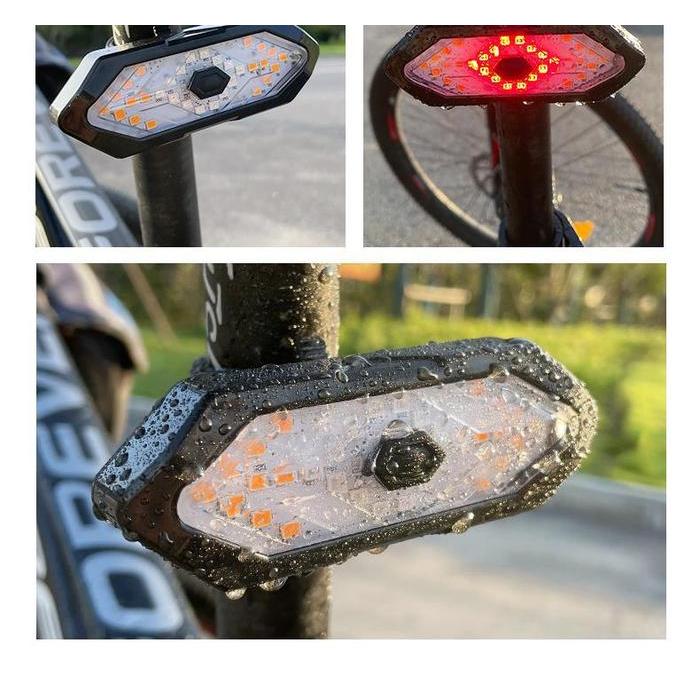 Lampu Belakang Sepeda Nirkabel Usb Recharge Lampu Sein Sepeda Remote Control Peringatan Keselamatan