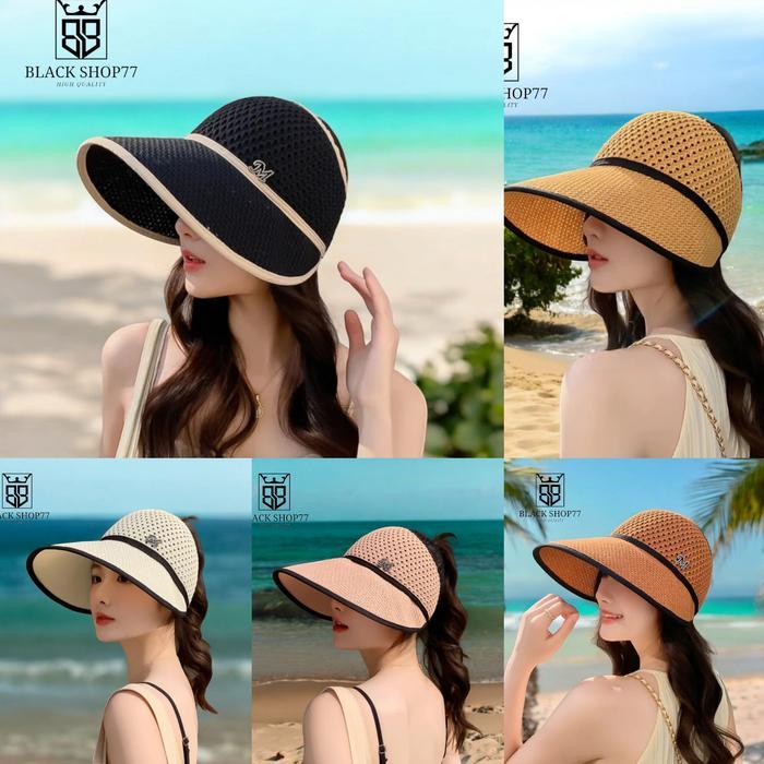 Topi Lebar Rajut Wanita Topi Pantai Anti Uv