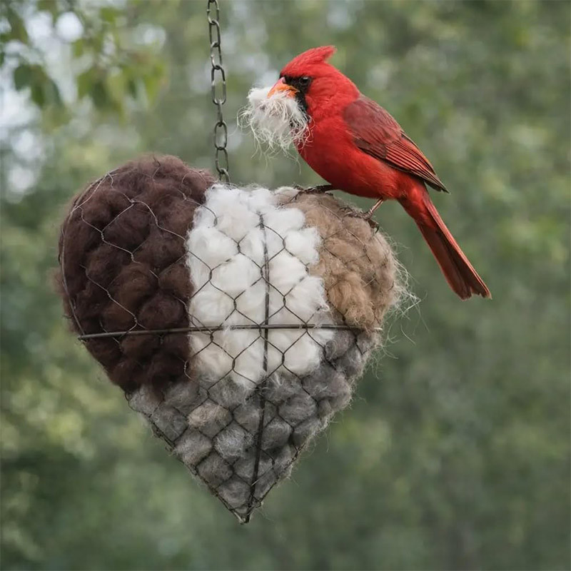 Handmade Fiber Bird Nesting Heart Bird Nesting Heart Outdoor Yard Art Welcoming Nest Outdoor Garden