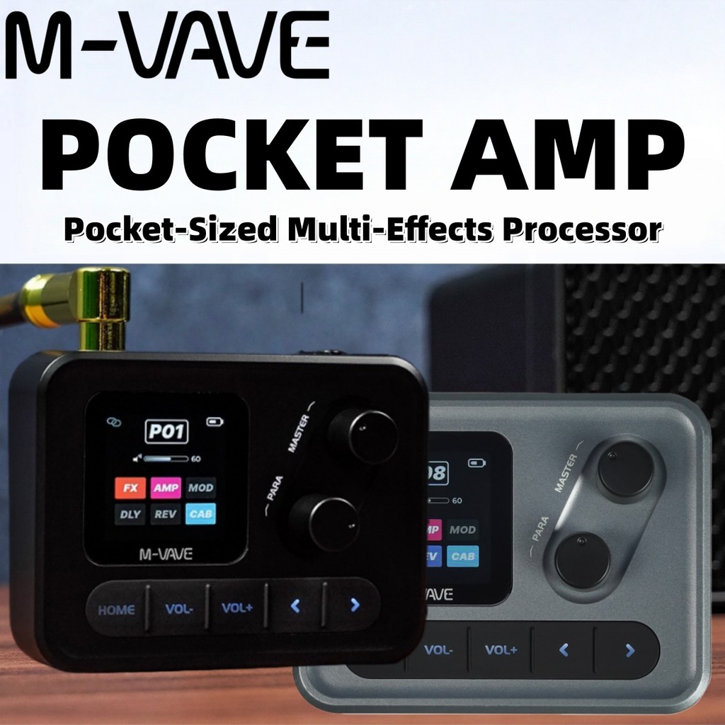 Baru M-VAVE Pocket AMP Guitar Effects Processor/MIDI BT 6+1 FX Pedal IR Loader/20 AMP/CAB Sims/USB A