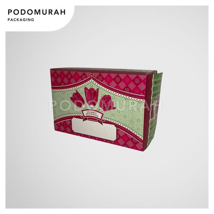 Dus Nasi 23x15x7/Box Makanan Pink Hijau Bunga Persegi Panjang/Lunch Meal Box Catering Hajatan Wadah