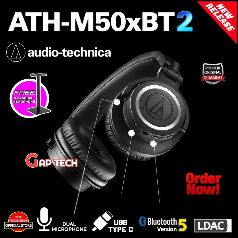 Audio Technica ATH M50XBT2 / M50X BT2 / M50XBT 2 Bluetooth Headphones Original