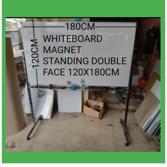 Papan Tulis Whiteboard Magnet Standing Double Face Zettaki 120X180Cm