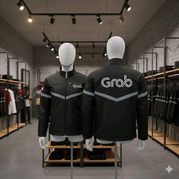 JAKET GRAB BAHAN TASLAN PREMIUM TEBAL NYAMAN ANTI AIR