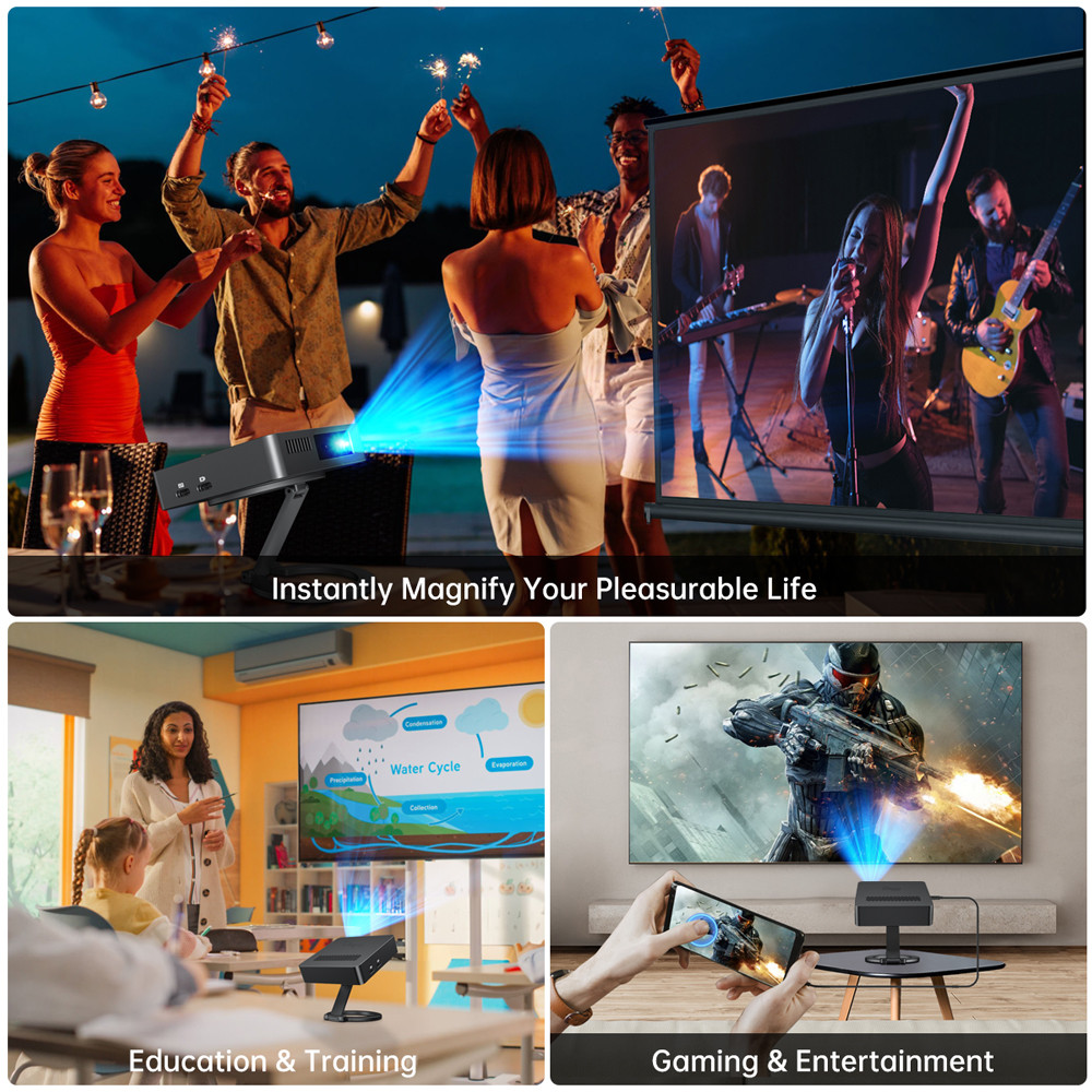 Uniehrtz 8849 MARS Mini Projector DLP Auto Focus Projector Support Laptop, PC, Smartphone Pocket