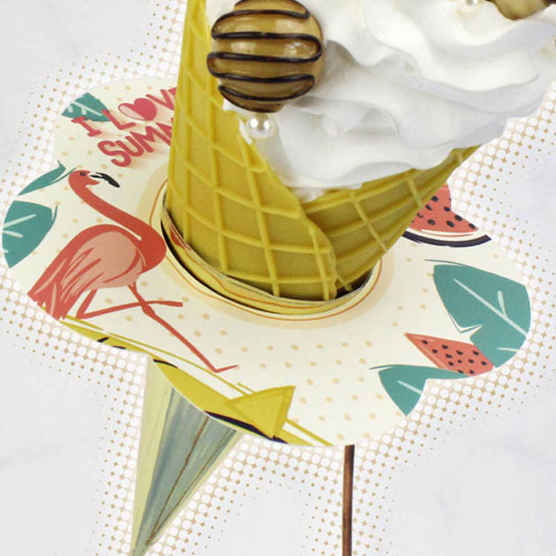 200pcs Ice Cream Leakproof Holder Cartoon Paper Cone Ring Prevent Melting Dripping DIY Ice Cream