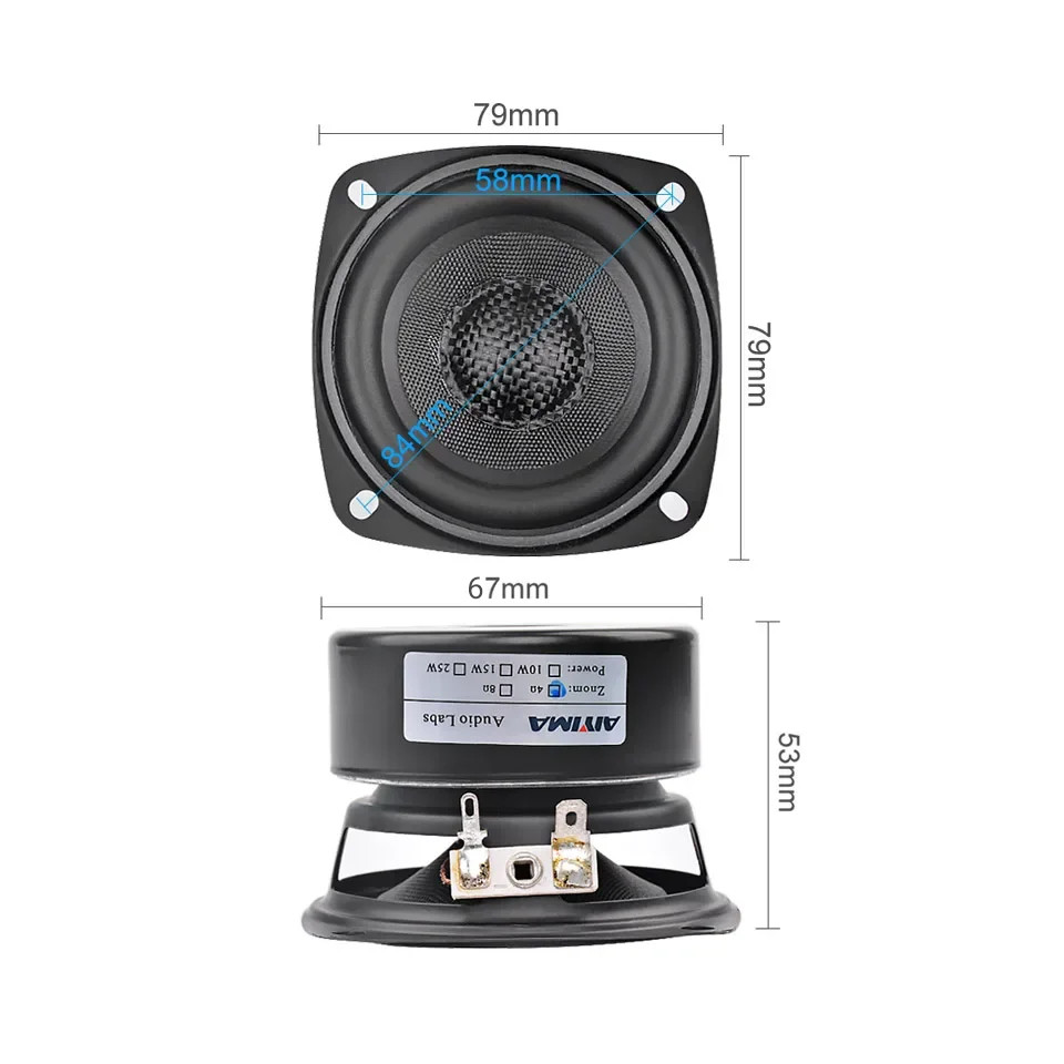 AIYIMA 2Pcs 3 Inch Full Range Sound Speakers 4 8 Ohm 20W Waterproof Speakers Glass Fiber Loudspeaker