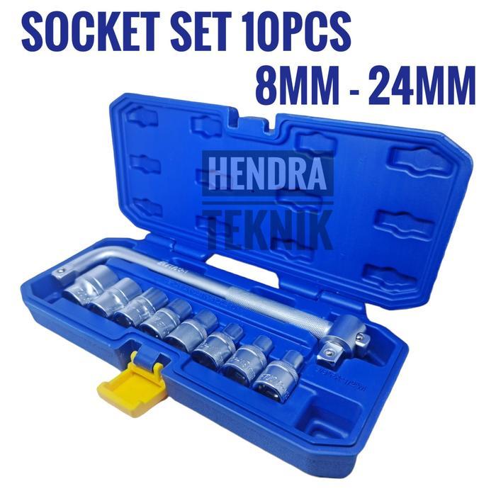 KUNCI SOK SET 10PC CRV KUNCI SOCK L SET BOX PLASTIK SOCKET SET MURAH