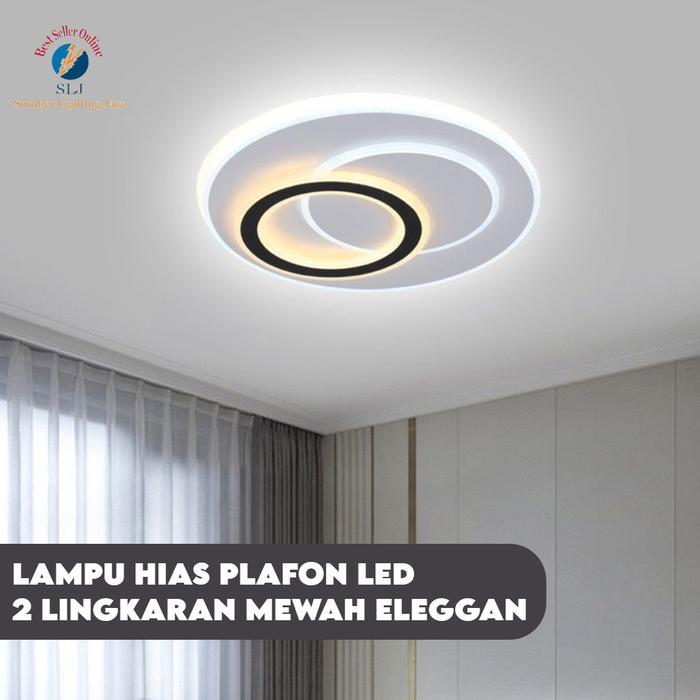 LAMPU HIAS PLAFON LED 2 LINGKARAN MEWAH ELEGAN / LAMPU HIAS DEKORASI