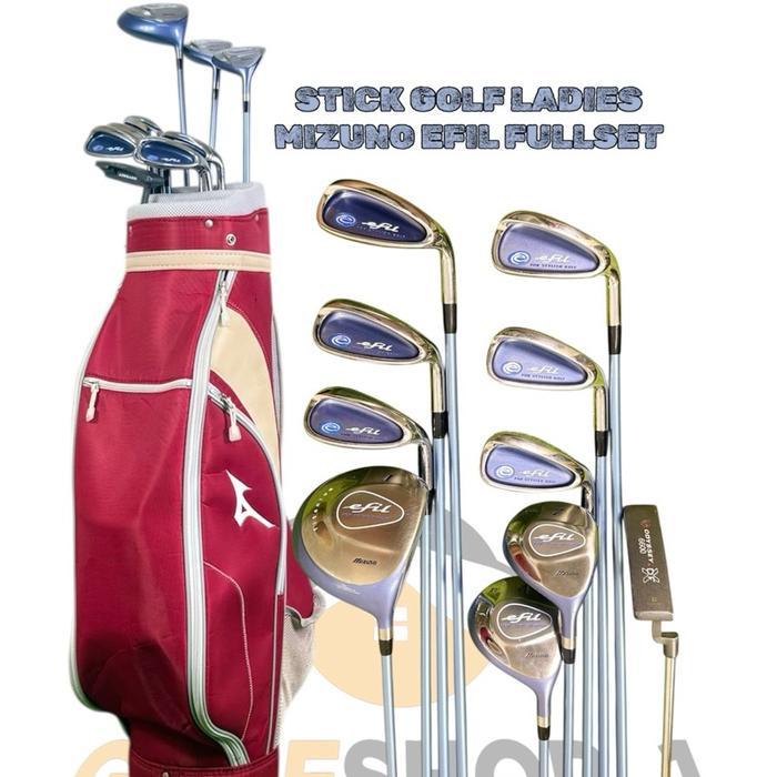 Set Stick Golf Ladies Mizuno Efil Shaft Graphite Flek Ladies Original Fullset Bag Golf