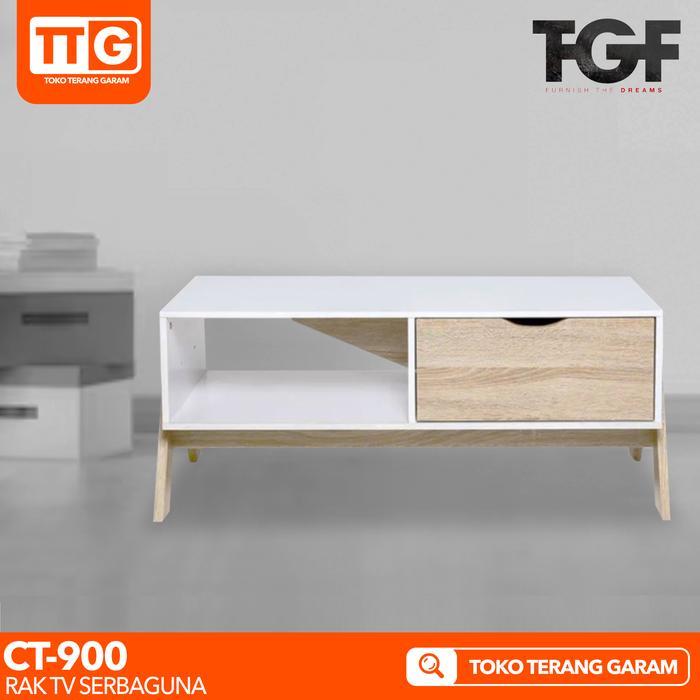 Tgf Meja / Rak Tv Serbaguna Minimalis Sonoma White Ct - 900 90 Cm Terlaris