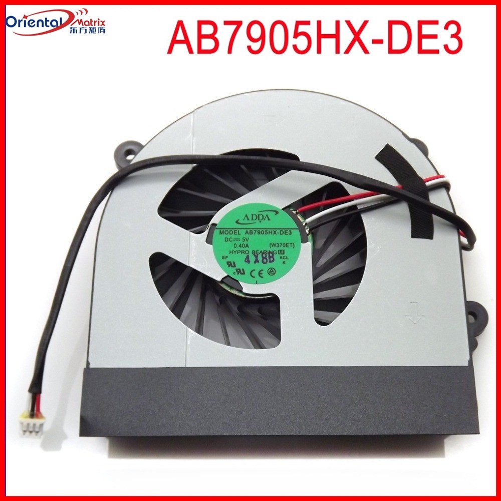 Free Shipping AB7905HX-DE3 5V 0.40A CPU Fan For Hasee K710C-i7 D1 CW67S01 CW67S02 Computer CPU VGA