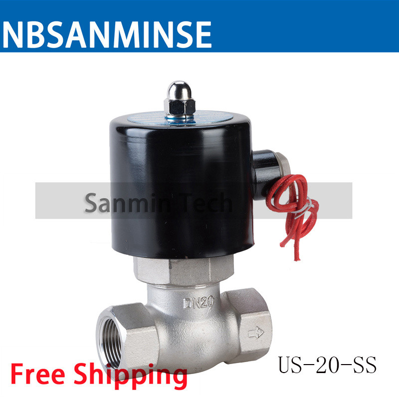 Nbsanminse Us-15 Ss Steam Valve Two Way Two Position Solenoid Valve Pilot Operated Stainless Steel