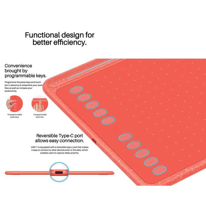 Huion Hs611 Digital Graphic Drawing Pen Tablet Gambar Design Alt H950P