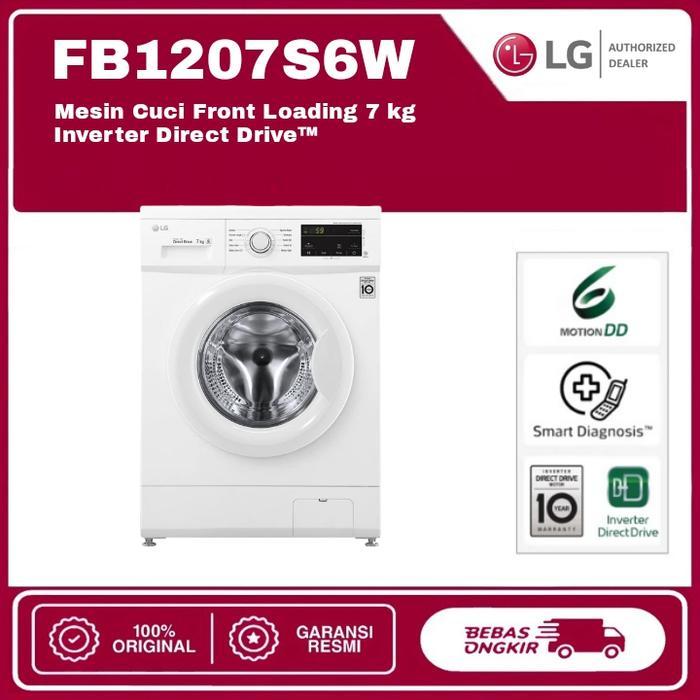 LG FB1207S6W Mesin Cuci 7 kg Front Loading 6 Motion Inverter Direct Drive dengan Smart Diagnosis - L