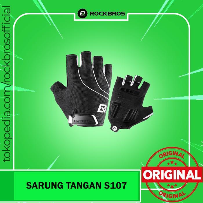 SARUNG TANGAN ROCKBROS S107 HITAM - BIKE GLOVE HALF FINGER ORIGINAL