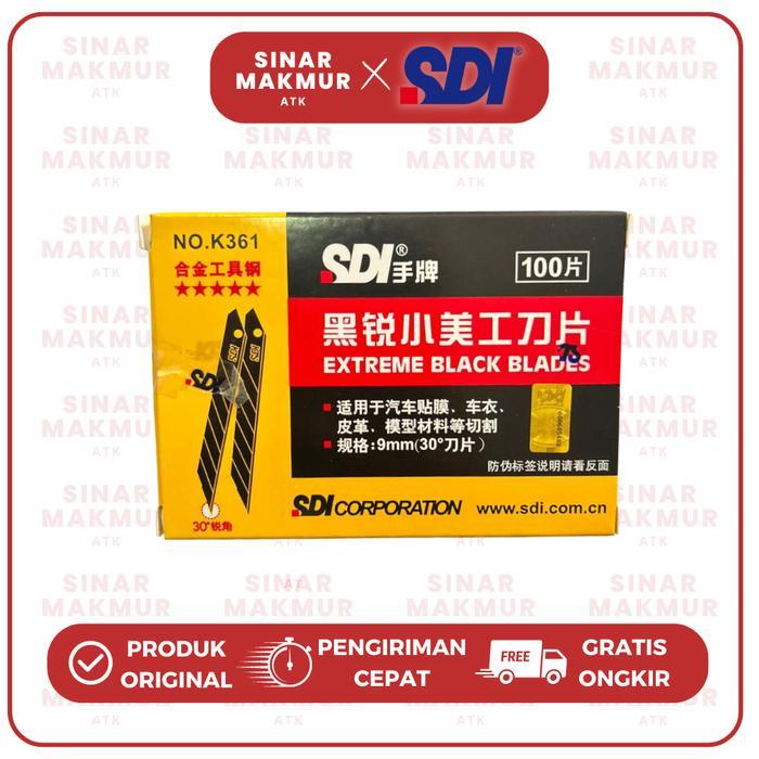 "New" Cutter Blade/Isi/Refill Cutter Kecil 9mm 30 derajat Extreme Black SDI K361 (Tube)