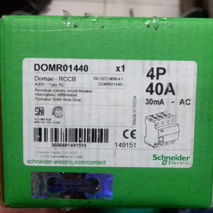 Best Seller Elcb Schneider Domae 40A 4Phase 300Ma/30Ma 40A 4Phase Elcb 4 Phase 40A